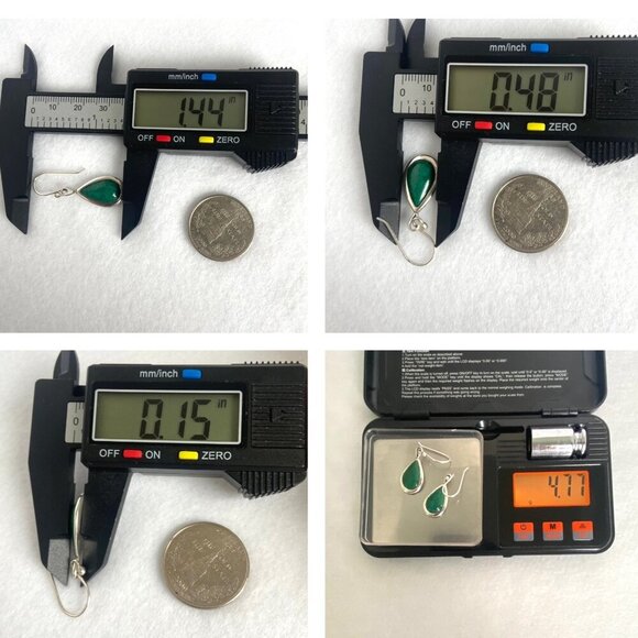 Sterling Silver 925 Southwest Style Chrysocolla Teardrop Dangle Drop Earrings - Picture 10 of 16